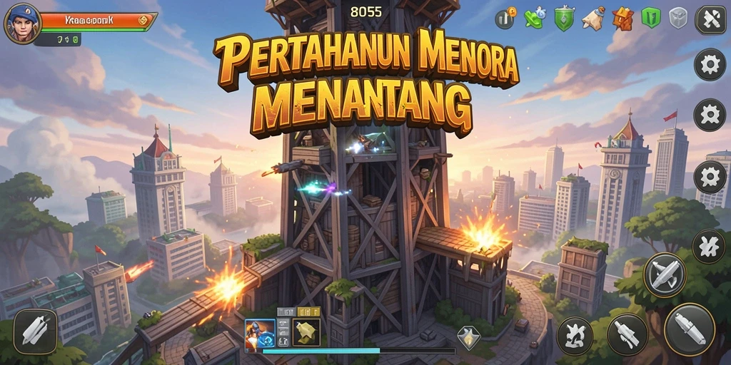 Screenshot tampilan gameplay menara yang mendebarkan di 8055.