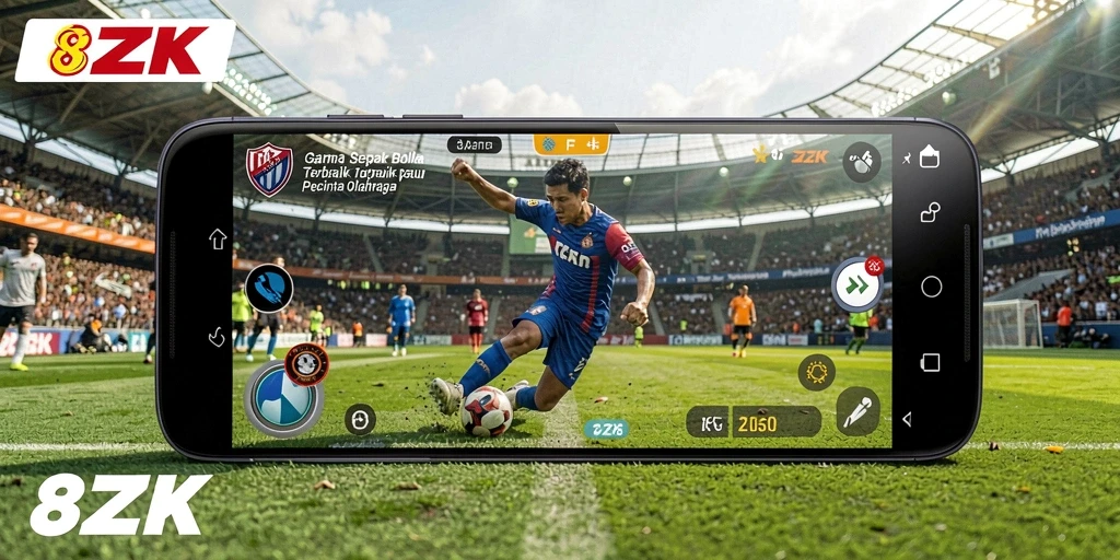 Tampilan menarik gameplay 8ZK dengan aksi sepak bola nyata.