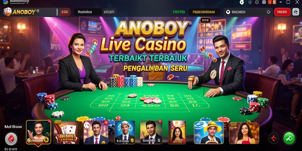 Tampilan seru dari permainan Live Casino ANOBOY dengan dealer profesional.