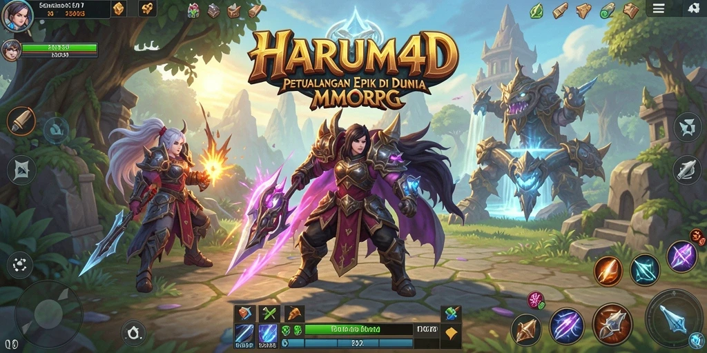 Menggambarkan aksi seru dalam gameplay HARUM4D MMORPG yang menegangkan.