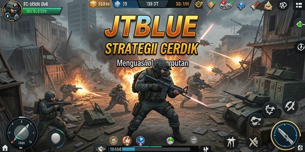 Tampilan gameplay <strong>JTBLUE</strong> yang penuh aksi dan strategi yang mendalam.