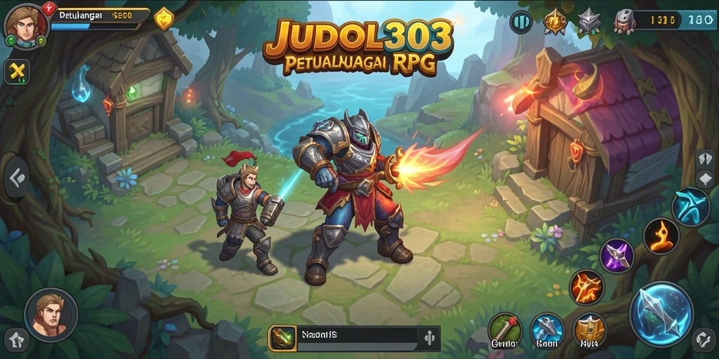 Tampilan permainan JUDOL303 yang menakjubkan dengan karakter dan monster RPG.