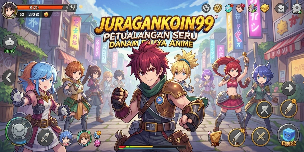 Screenshot gameplay dari JURAGANKOIN99 menunjukkan aksi penuh warna dan karakter yang dinamis.