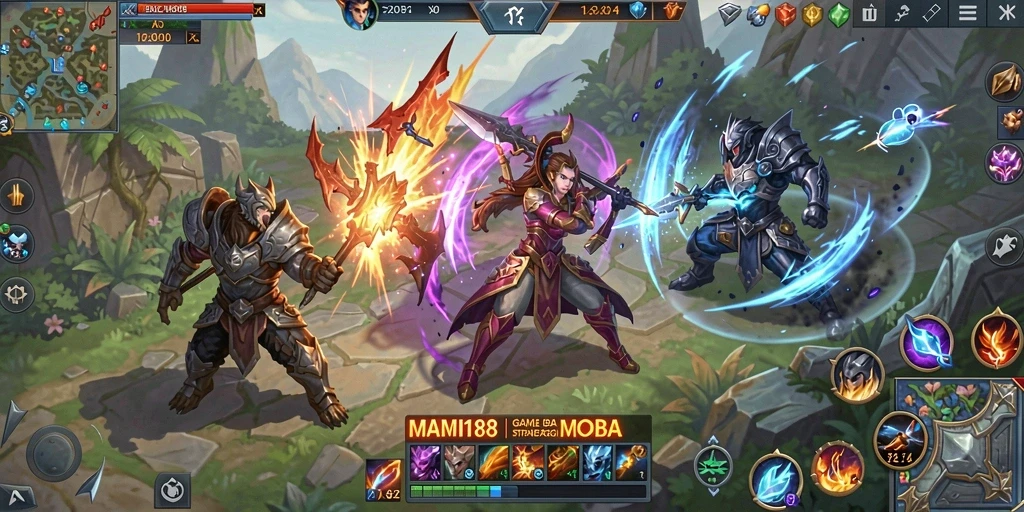 Screenshot gameplay MAMI188 menampilkan aksi pertempuran yang mendebarkan.