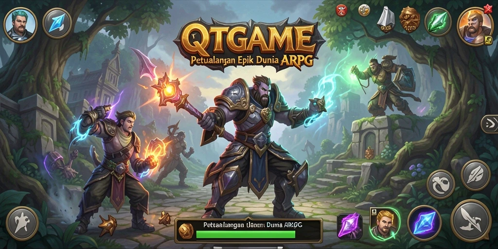 Gameplay seru dalam QTGAME dengan pertarungan epik.