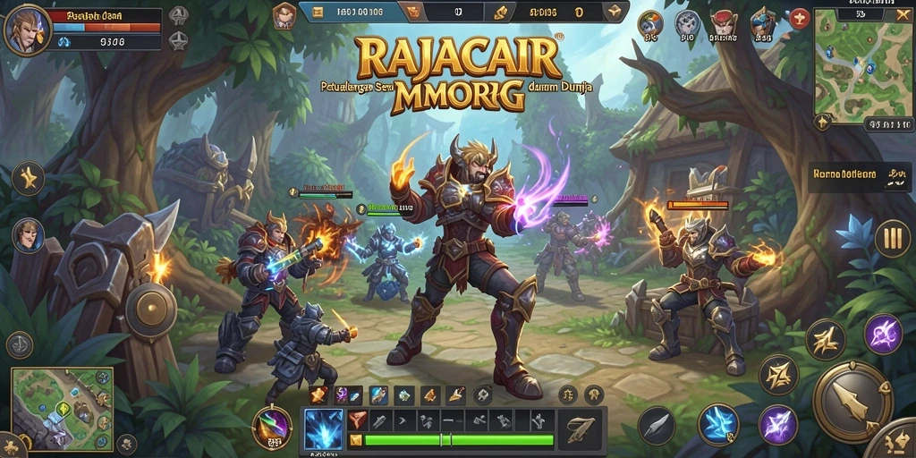 Tampilan gameplay mendebarkan dari RAJACAIR dalam pertempuran MMORPG.