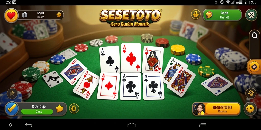 Tampilan gameplay SESETOTO yang seru dan menarik dalam permainan Gaple.