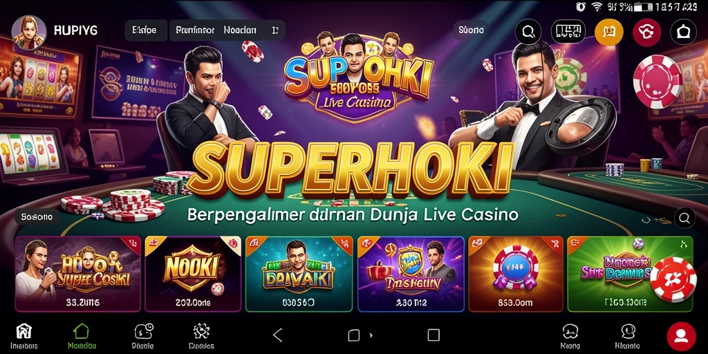 Gameplay Live Casino yang mendebarkan di SUPERHOKI, menampilkan suasana kasino yang nyata.