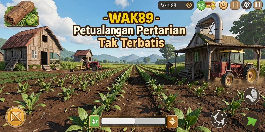 Tampilan gameplay WAK89 dengan aktivitas pertanian yang menarik.
