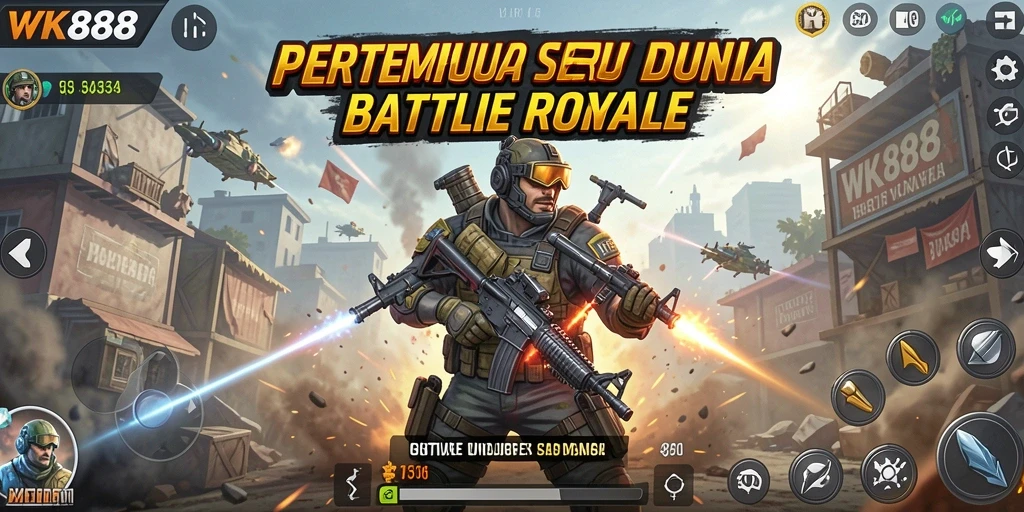 Tangkapan layar gameplay menegangkan dalam battle royale WK888.